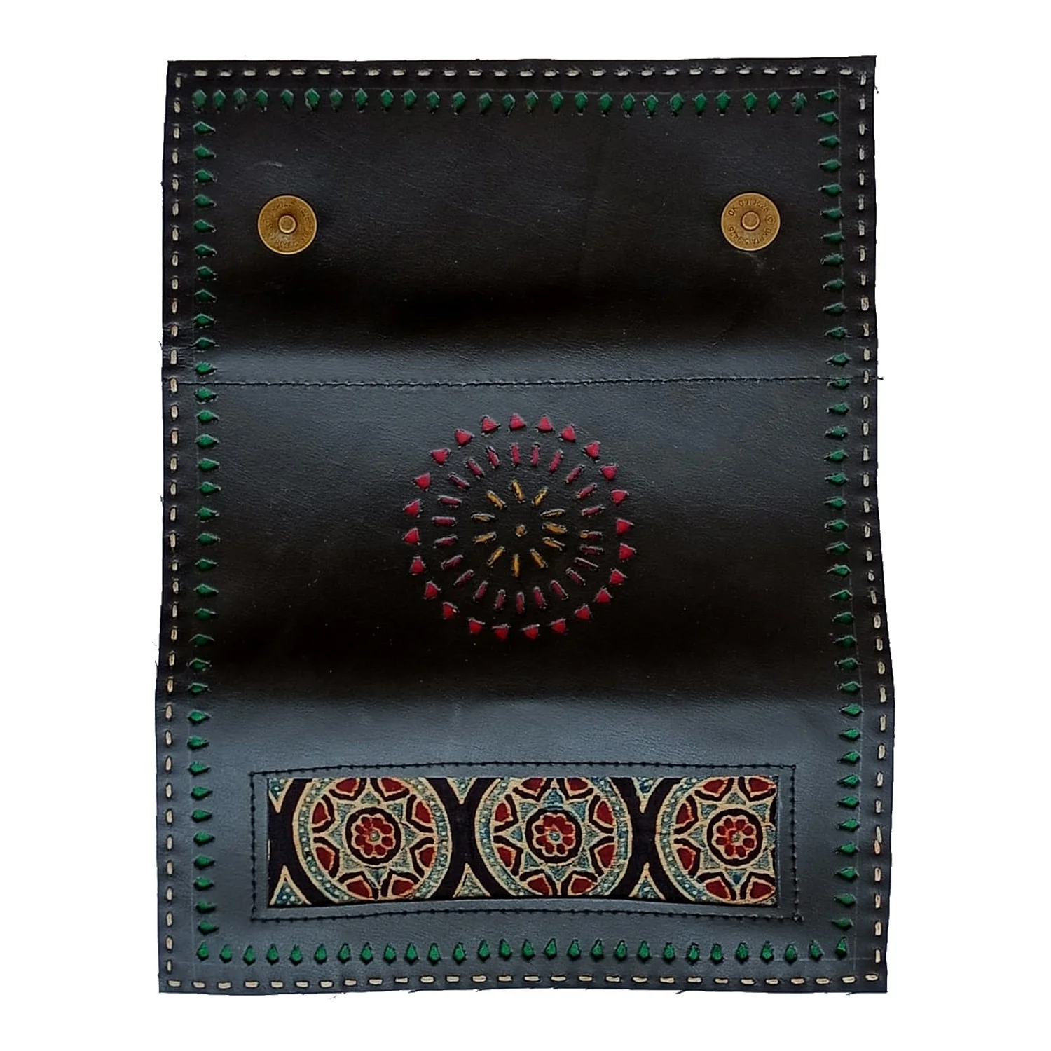 Handcrafted Kutchi leather Mashru silk Wallet - Image 3