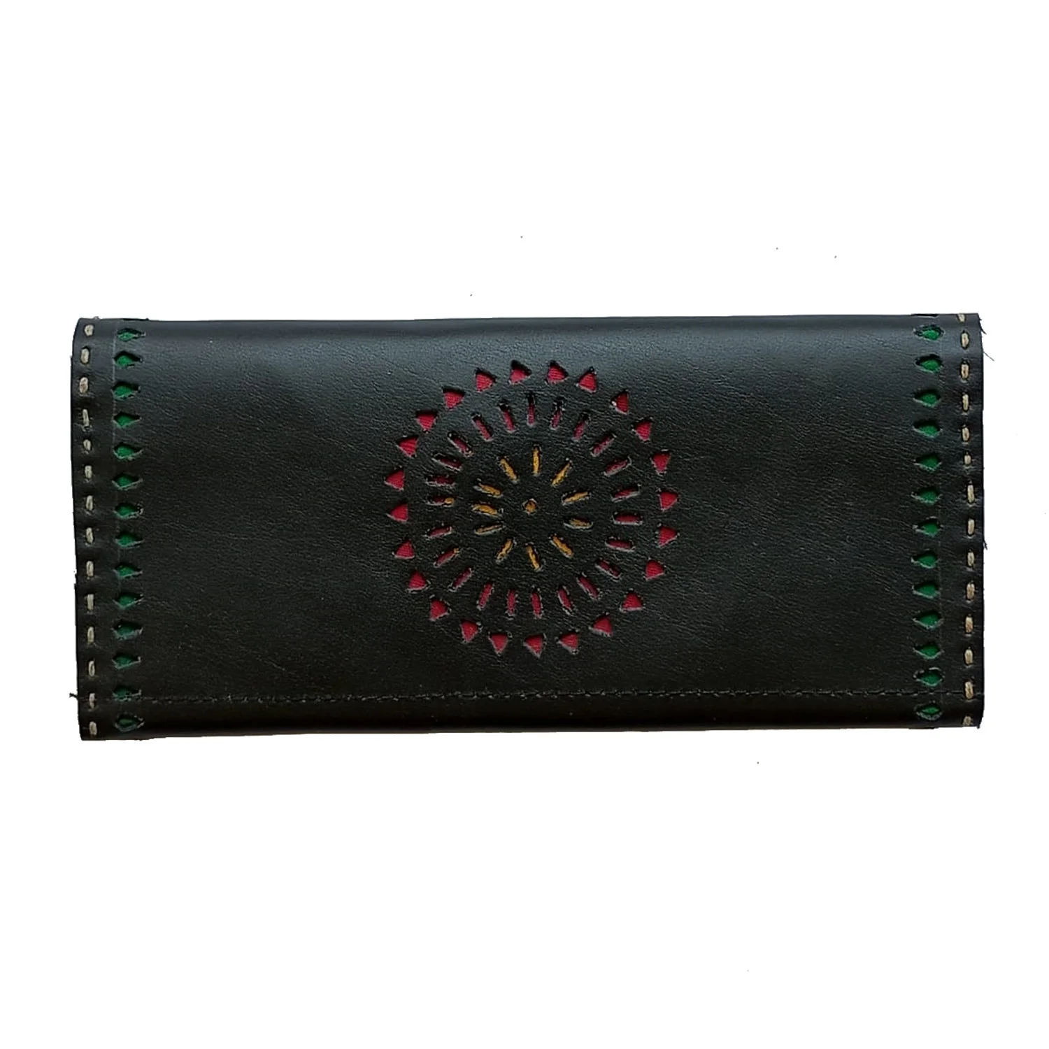 Handcrafted Kutchi leather Mashru silk Wallet - Image 4