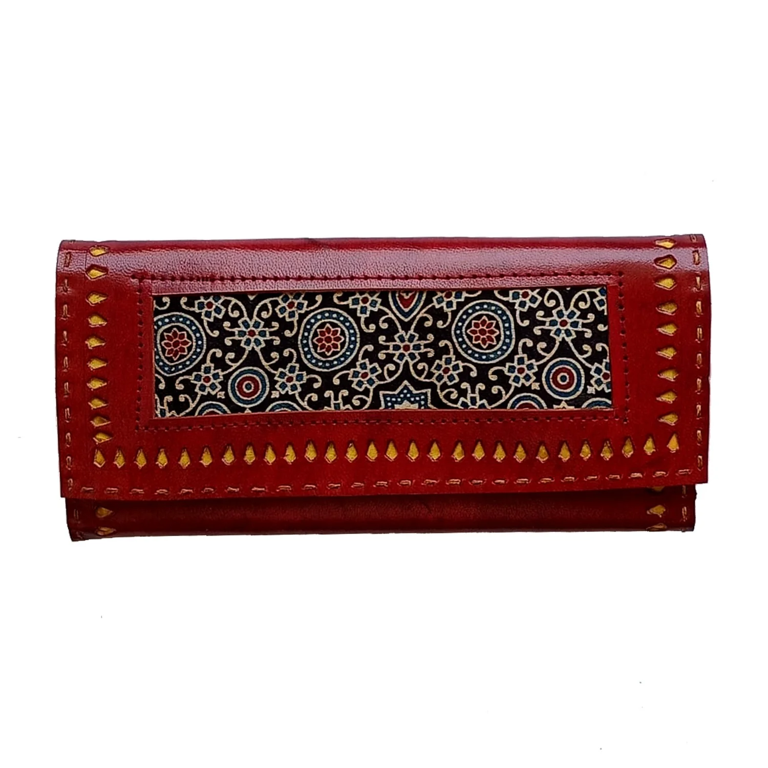 Handcrafted Kutchi leather Mashru silk Wallet