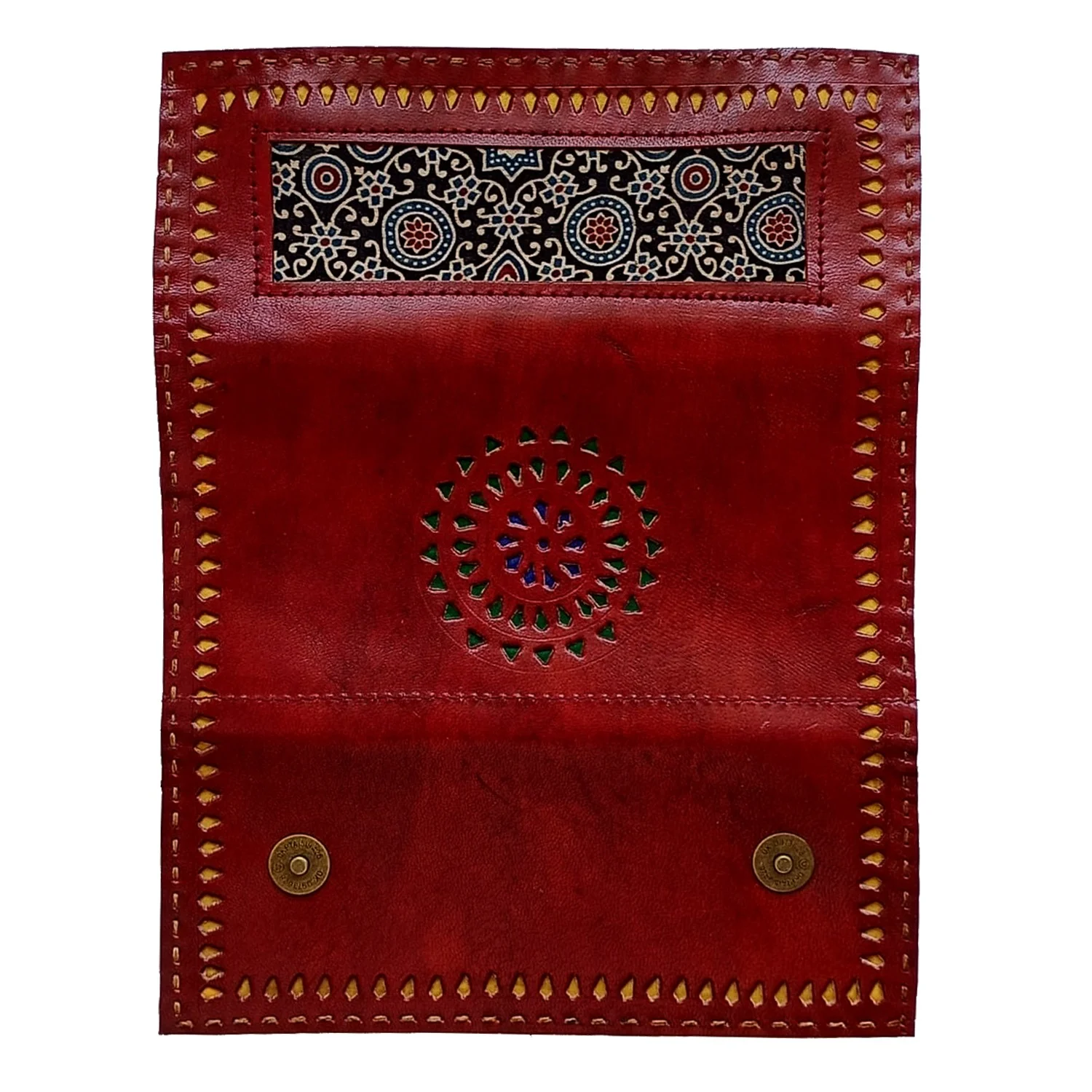 Handcrafted Kutchi leather Mashru silk Wallet - Image 3