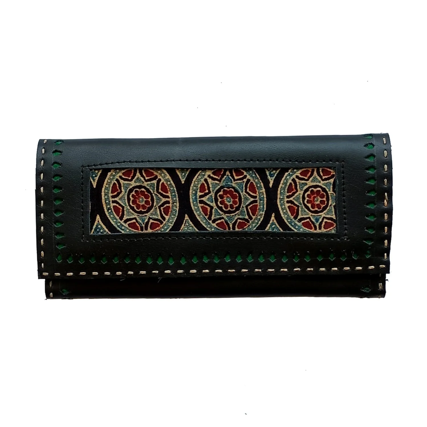 Handcrafted Kutchi leather Mashru silk Wallet
