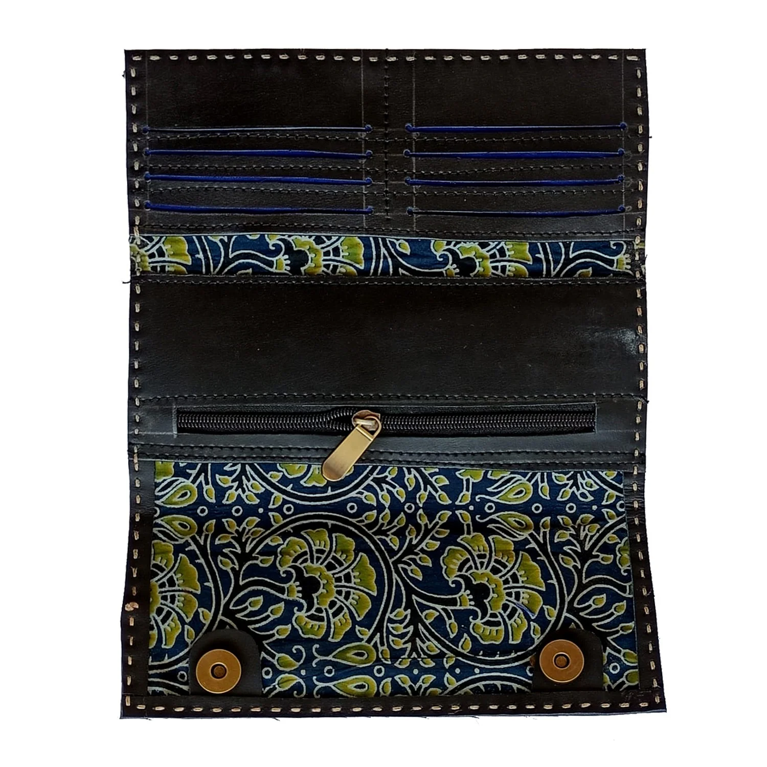 Handcrafted Kutchi leather Mashru silk Wallet - Image 2