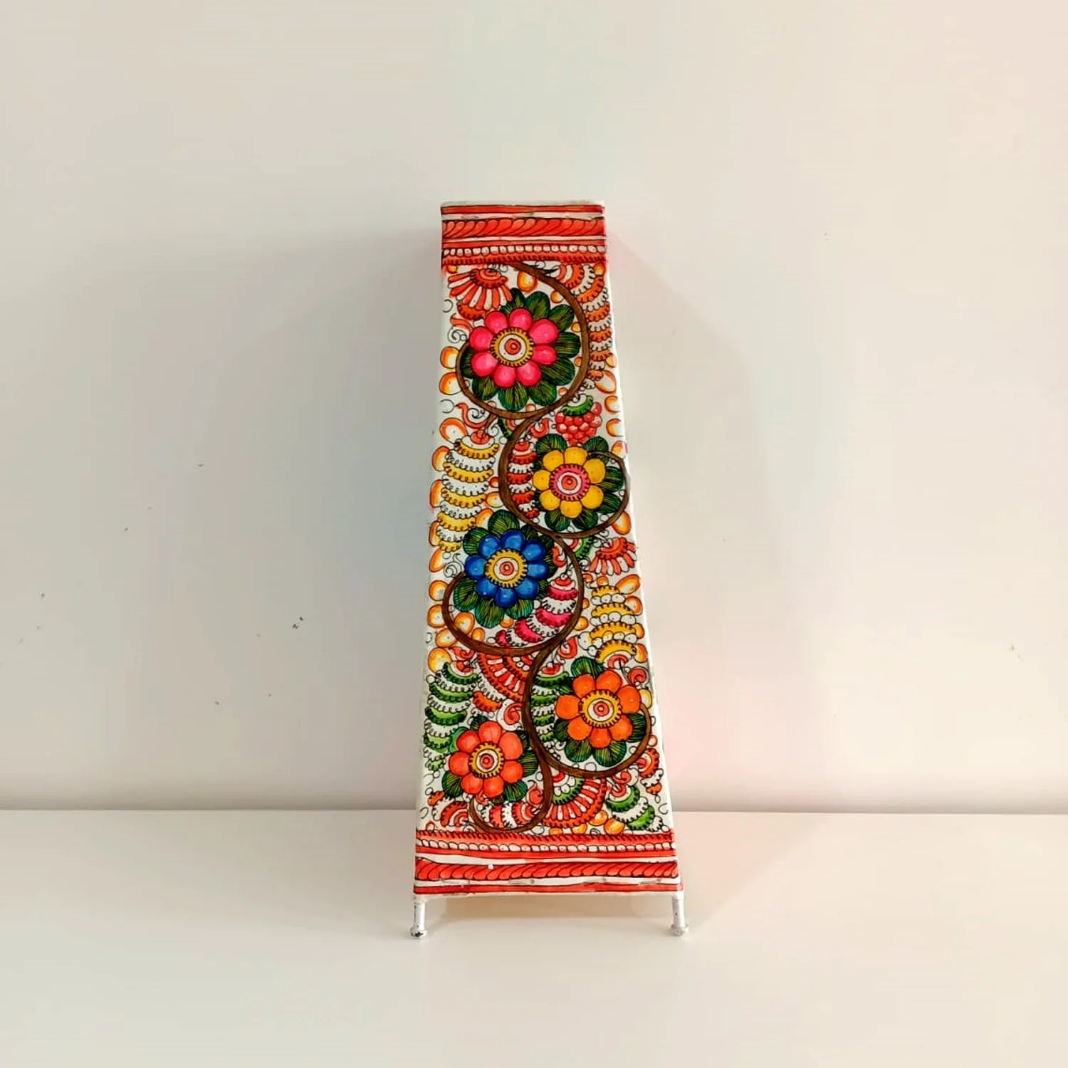 Hand Painted Leather Tall Lamp with holder and wire - Image 2