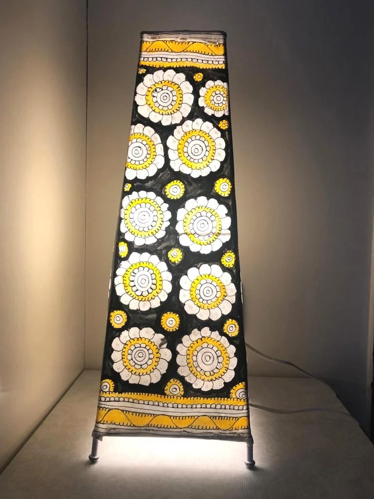 Hand Painted Leather Tall Lamp with holder and wire - Image 4