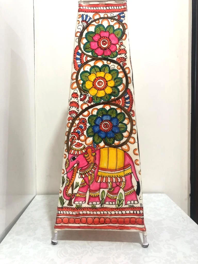 Hand Painted Leather Tall Lamp with holder and wire - Image 3