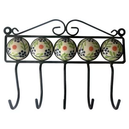Blue pottery Handcrafted  Hook ( 5 Peg)