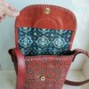 Handcrafted Kutchi leather Mashru silk Bucket shaped sling bag with embroidery - Image 2