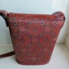 Handcrafted Kutchi leather Mashru silk Bucket shaped sling bag with embroidery - Image 3
