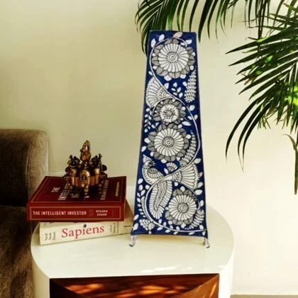 Hand Painted Leather Tall Lamp with holder and wire