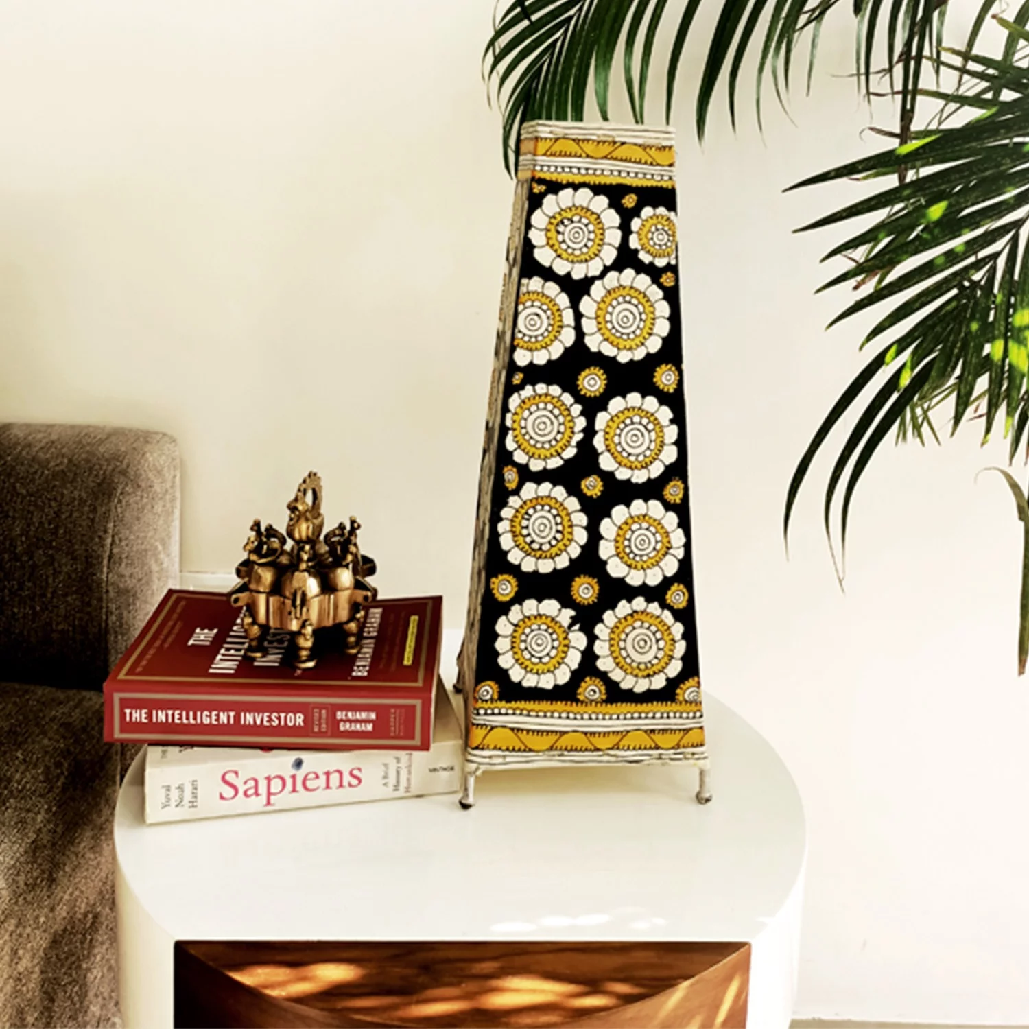 Hand Painted Leather Tall Lamp with holder and wire