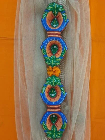 Hand Painted Terracotta Diya (Set of 4)