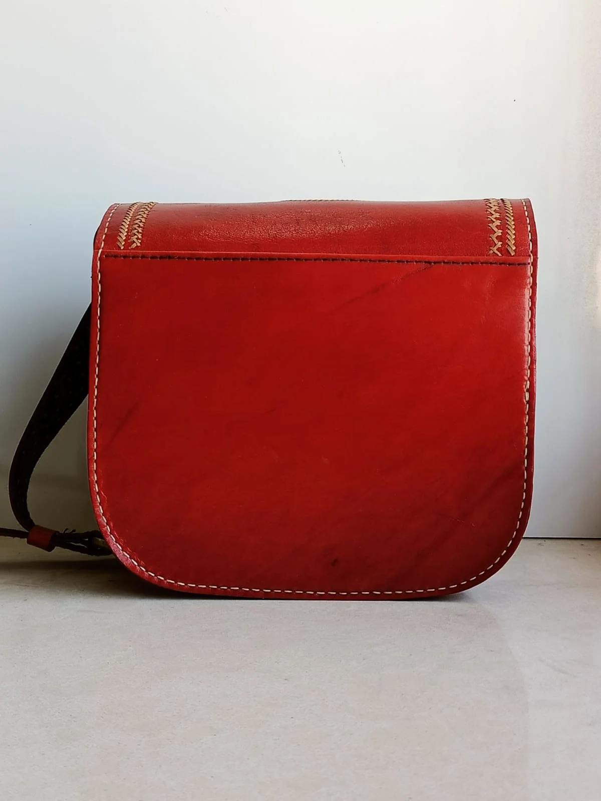 Handcrafted Kutchi Leather Sling Bag With Cutwork - Image 2