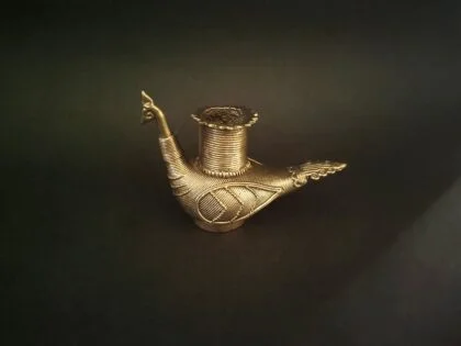 Handcrafted Dhokra Peacock Candle Holder
