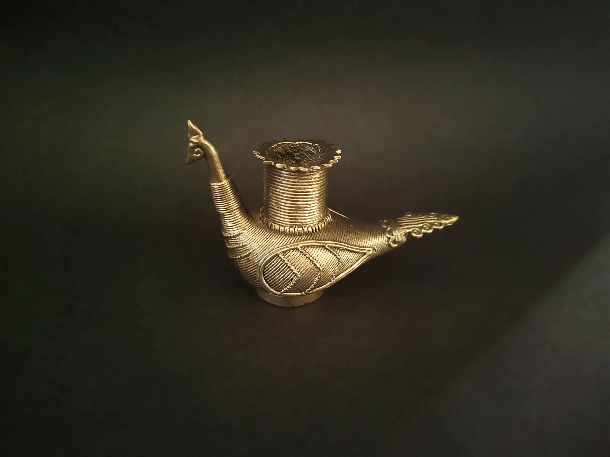 Handcrafted Dhokra Peacock Candle Holder