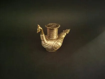 Handcrafted Dhokra Peacock Candle Holder - Image 4