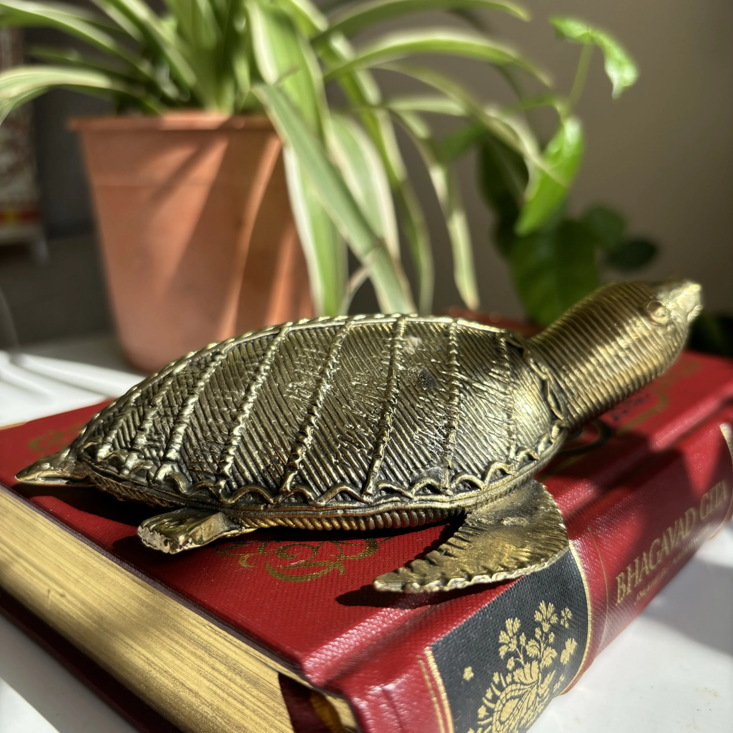Handcrafted Dhokra Olive Turtle