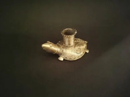 Handcrafted Dhokra Tortoise Candle Holder - Image 2