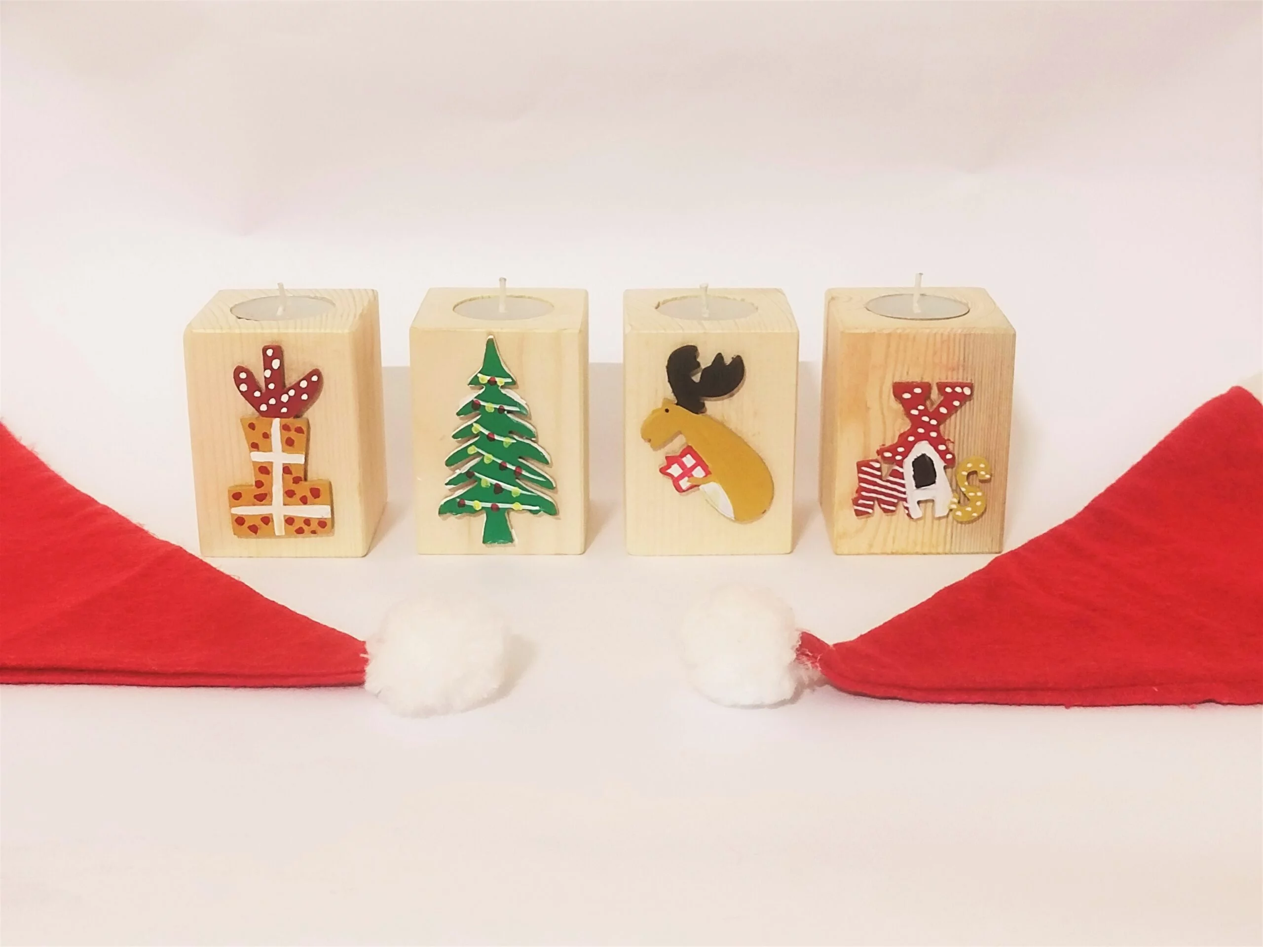 Handmade Wooden Christmas T-Light Candle Holder - Image 2