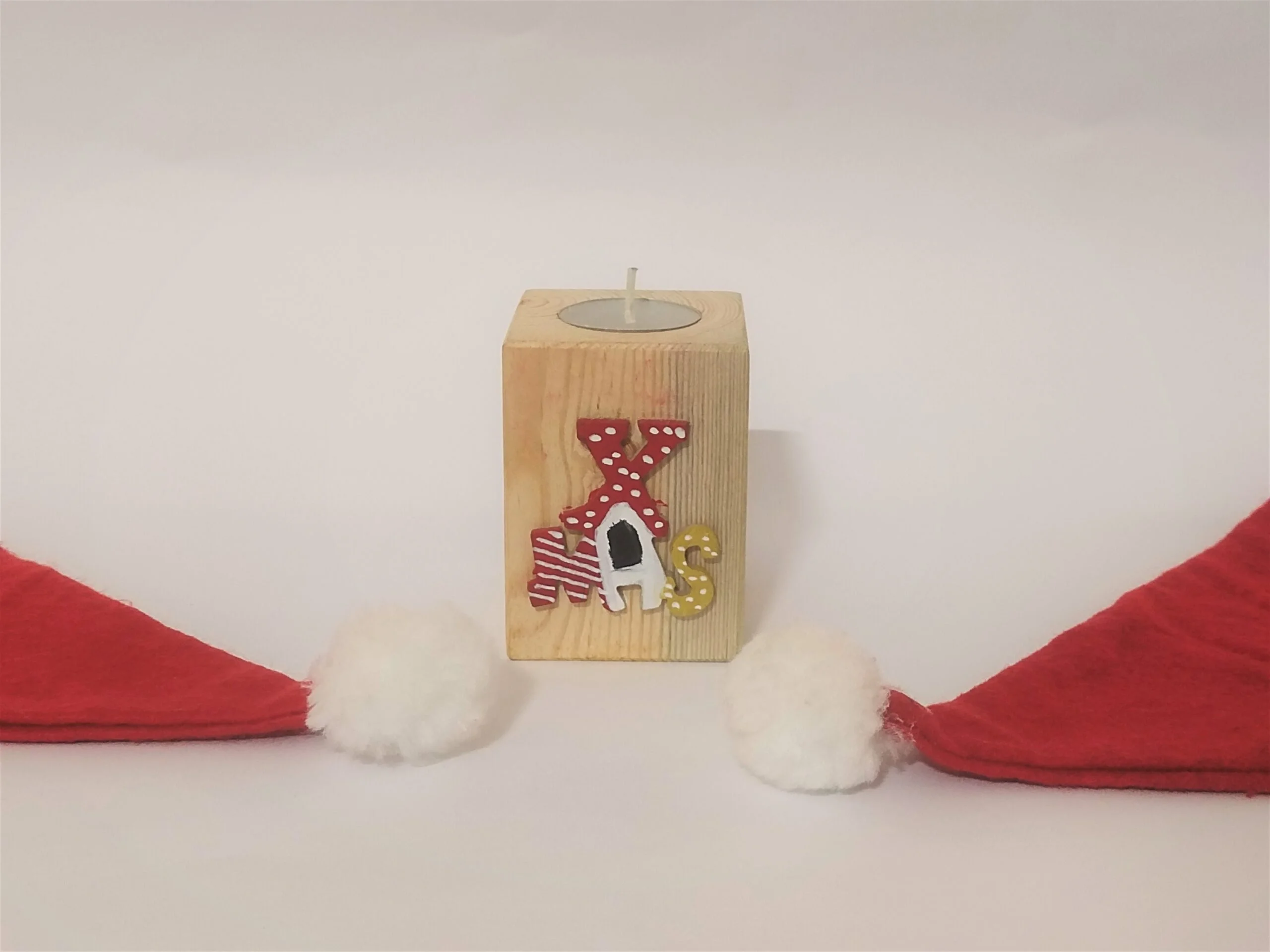 Handmade Wooden Christmas T-Light Candle Holder - Image 6