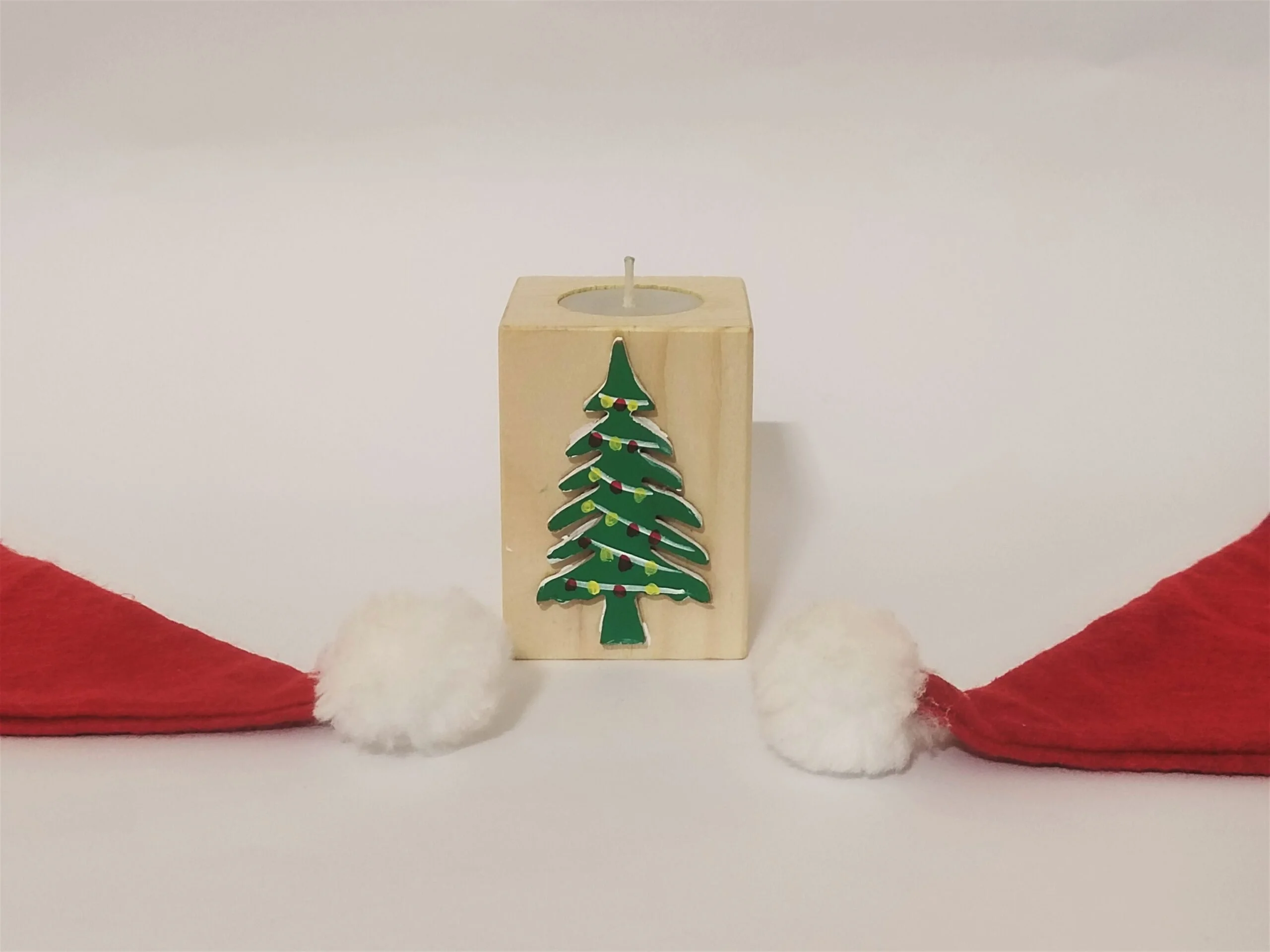 Handmade Wooden Christmas T-Light Candle Holder - Image 4
