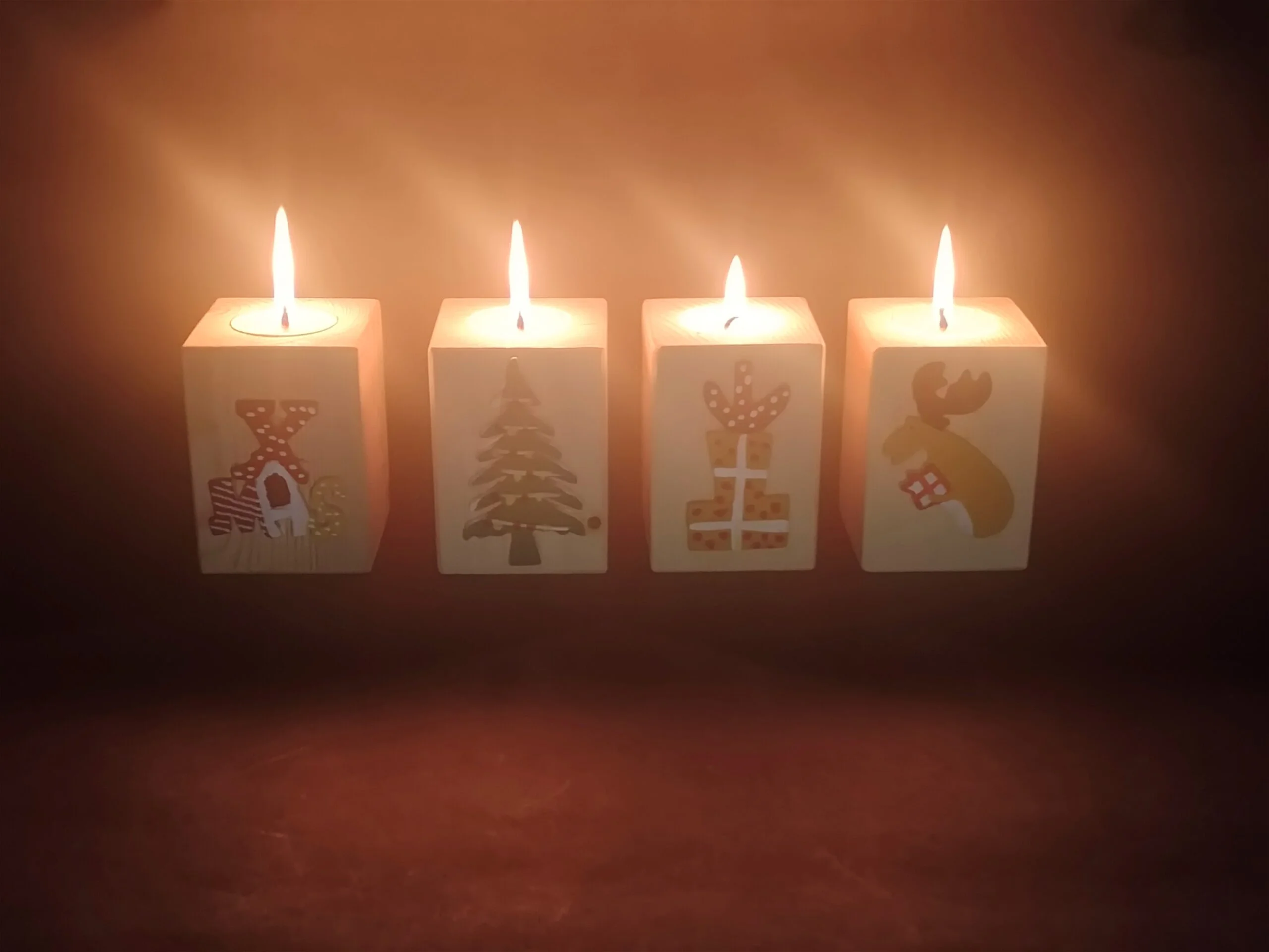 Handmade Wooden Christmas T-Light Candle Holder - Image 3