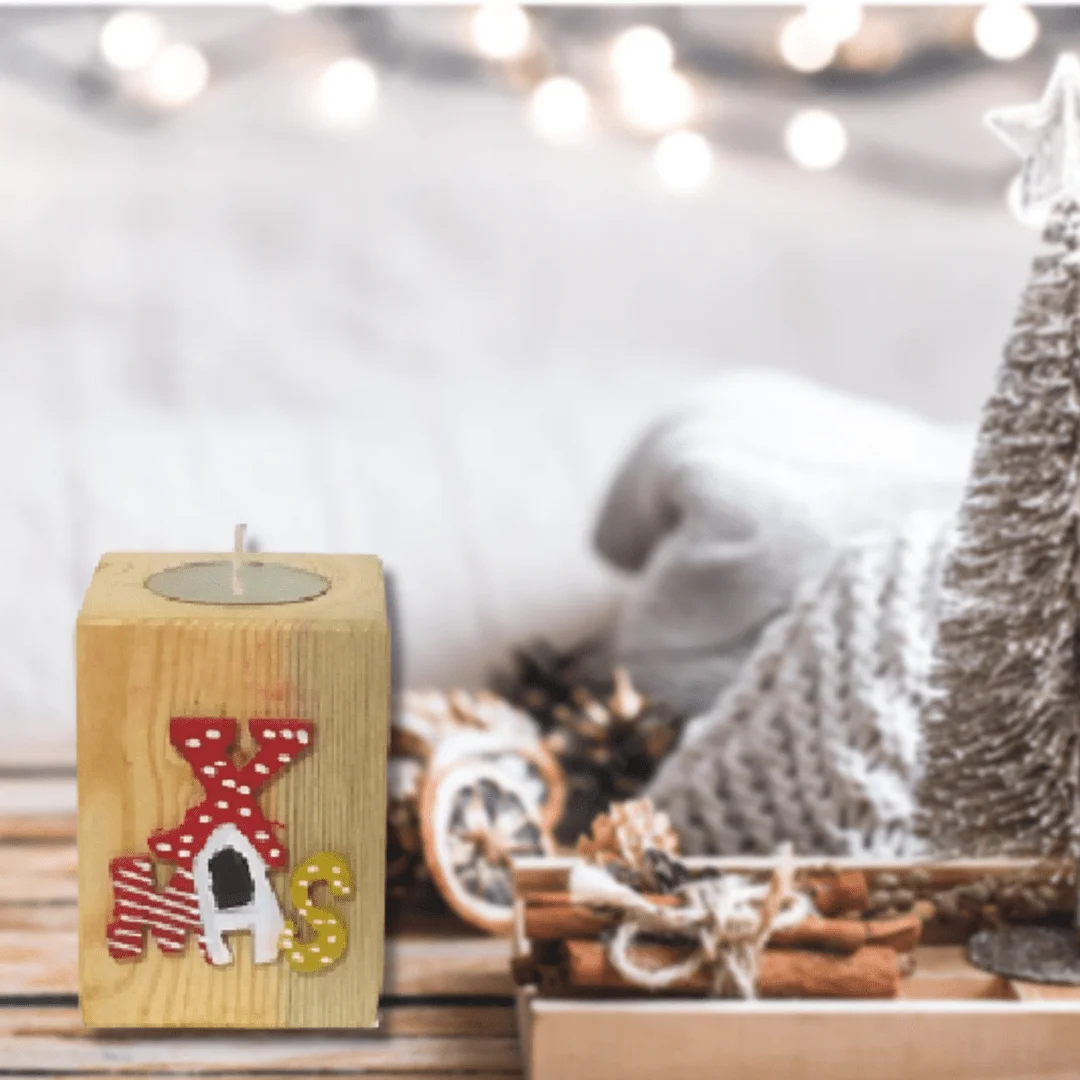 karnataka wooden christmas candle holder xmas