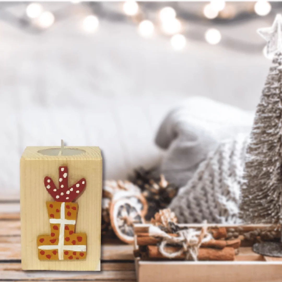 karnataka wooden christmas candle holder