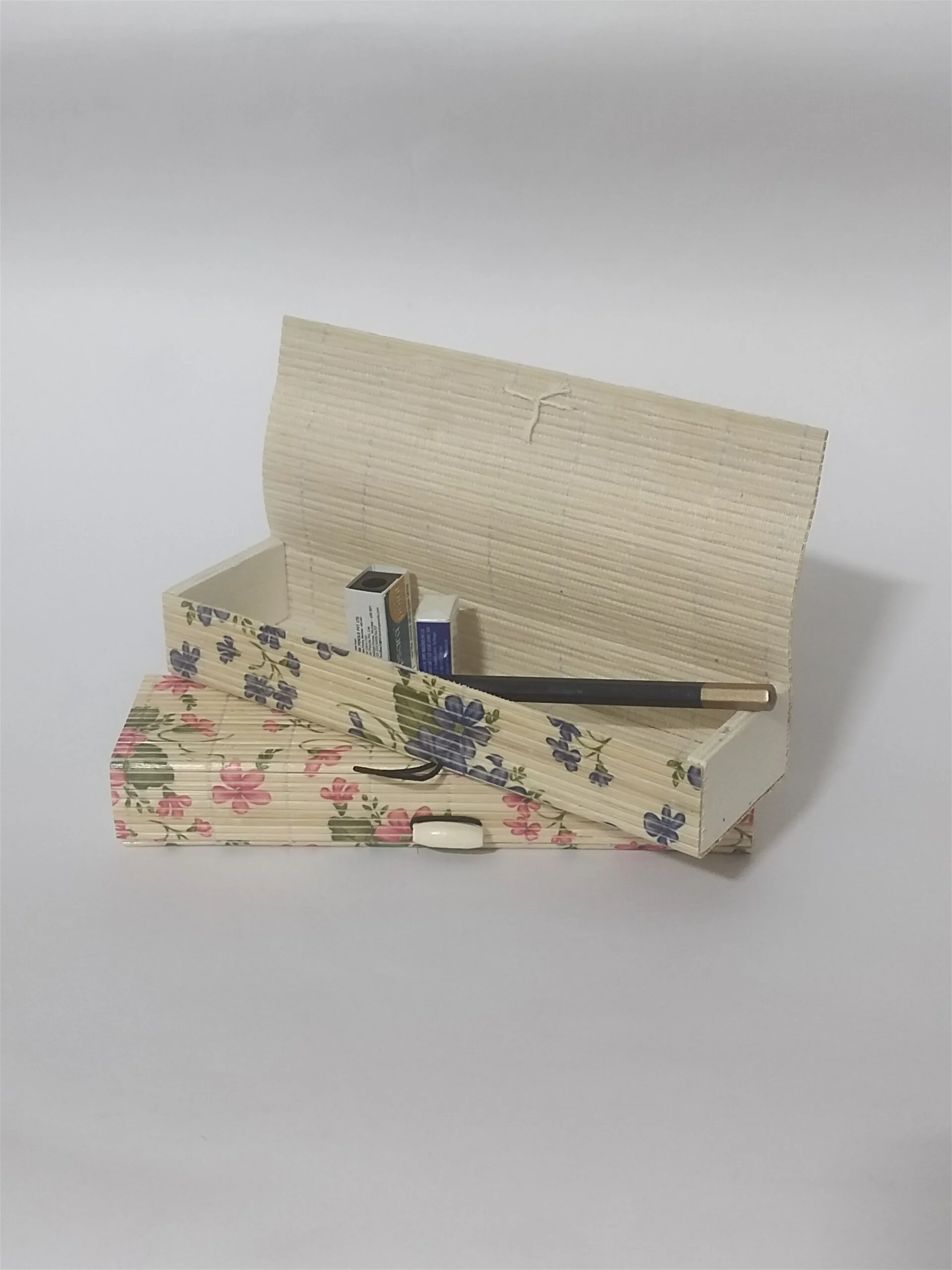 Handcrafted Bamboo Rectangular Gift/Pencil Box (Set of 3) - Image 4