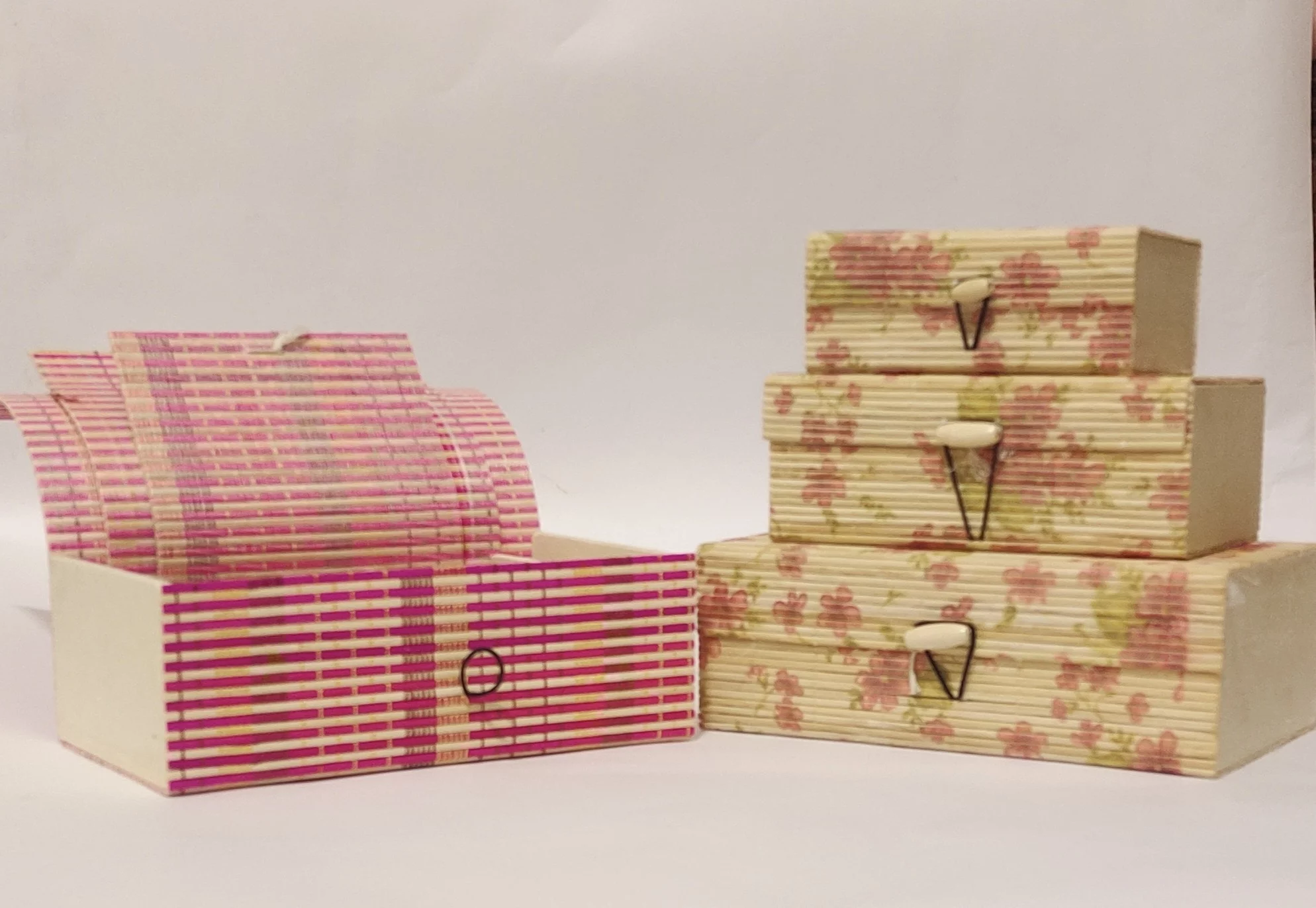 Handcrafted Bamboo Nested Gift/Storage Box (Set of 3) - Image 4
