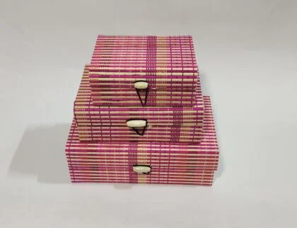 Handcrafted Bamboo Nested Gift/Storage Box (Set of 3) - Image 3