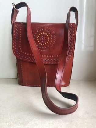 Kutchi leather Bucket shaped Sling Bag