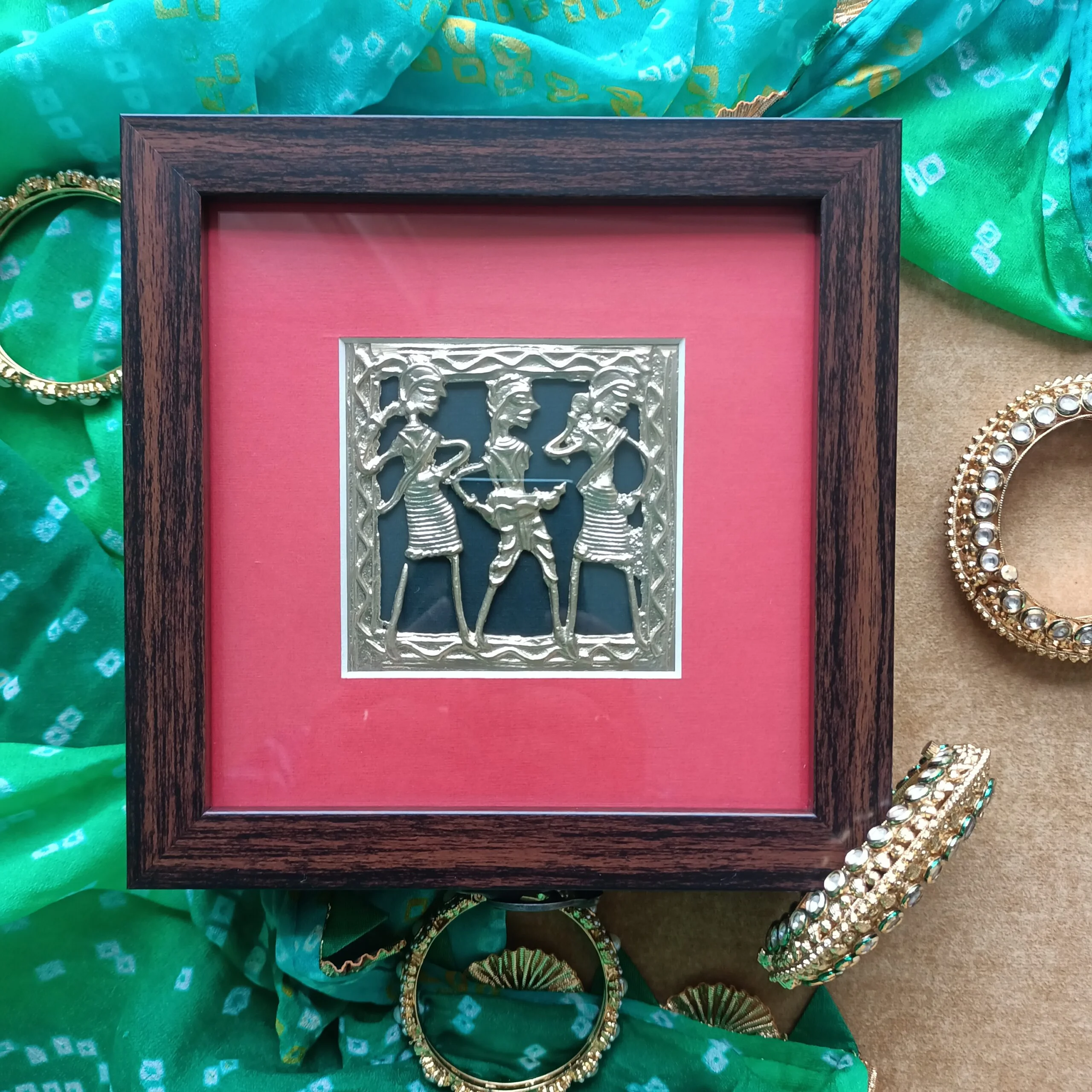 Handcrafted Dhokra Multiutility Box  (Synthetic Wooden Frame) - Image 6