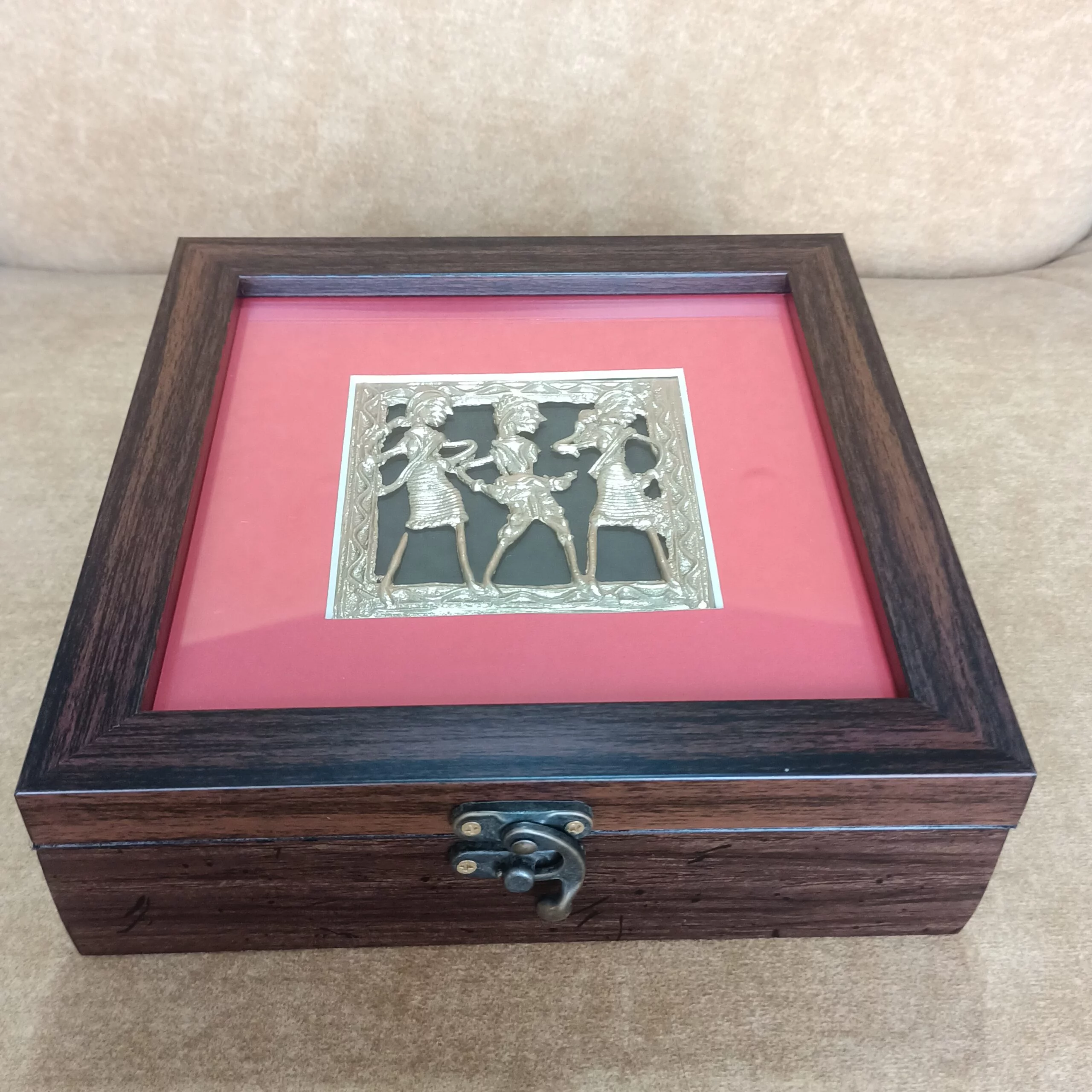 Handcrafted Dhokra Multiutility Box  (Synthetic Wooden Frame)