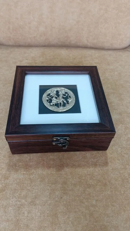 Handcrafted Dhokra Multiutility Box (Synthetic Wooden Frame)