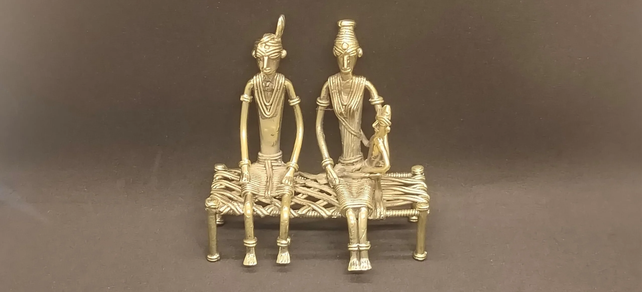 Handcrafted Dhokra Tribal Couple on Cot