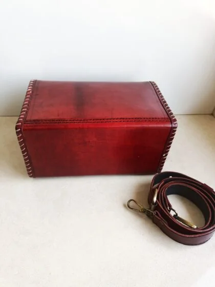 Handcrafted Kutchi Leather Box Sling Bag / Hut Bag with Premium Hand Embroidery - Image 3
