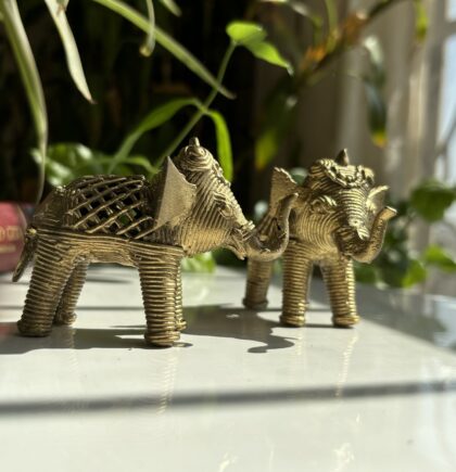Handcrafted Dhokra Small Elephant (Set of 2) - Image 2