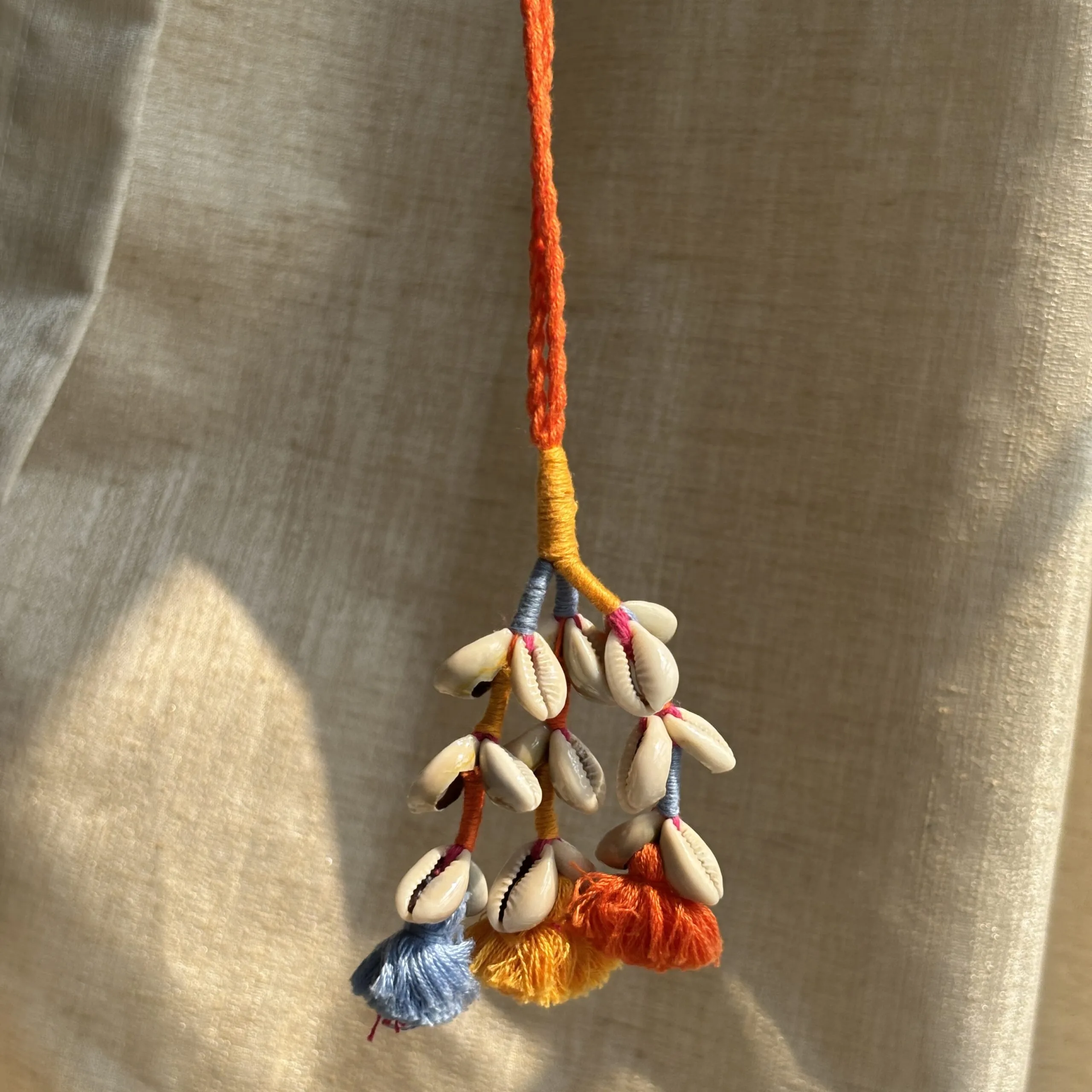 Boho / Tribal Orange-Blue 3 Lines Cowrie - Car / Bag Charms - Image 2