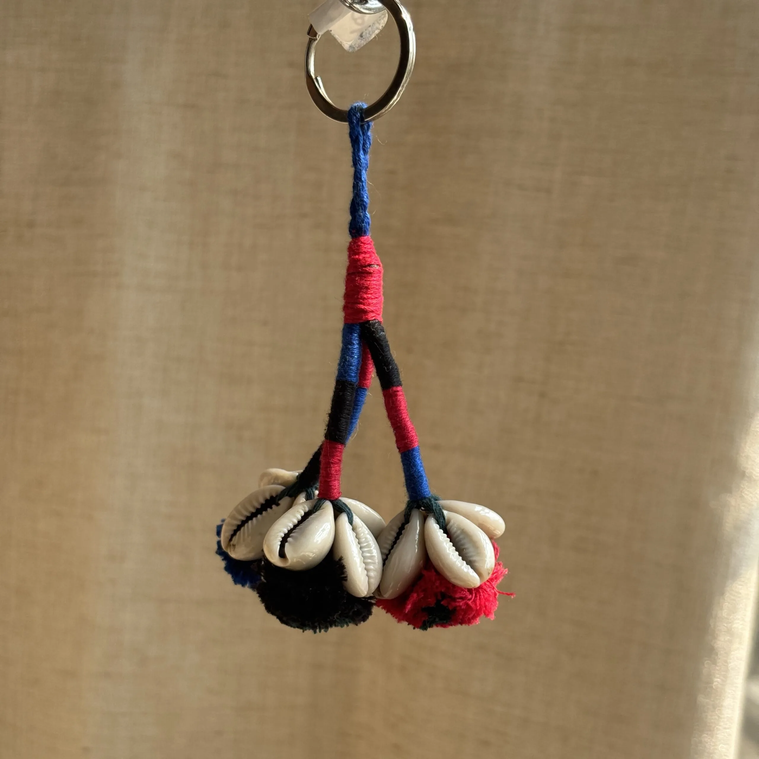 Boho / Tribal Blue-Red-Black Cowrie With Tassle Key Chains - Image 2